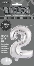 Load image into Gallery viewer, Numeral Foil 14&quot; Package Rose SILVER Numbers
