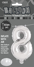Load image into Gallery viewer, Numeral Foil 14&quot; Package SILVER Numbers

