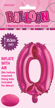 Load image into Gallery viewer, Numeral Foil 14&quot; Package Hot Pink Numbers Balloon
