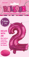 Load image into Gallery viewer, Numeral Foil 14&quot; Package Hot Pink Numbers Balloon
