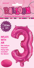 Load image into Gallery viewer, Numeral Foil 14&quot; Package Hot Pink Numbers Balloon
