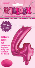 Load image into Gallery viewer, Numeral Foil 14&quot; Package Hot Pink Numbers Balloon

