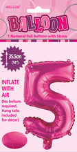 Load image into Gallery viewer, Numeral Foil 14&quot; Package Hot Pink Numbers Balloon
