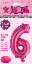 Load image into Gallery viewer, Numeral Foil 14&quot; Package Hot Pink Numbers Balloon
