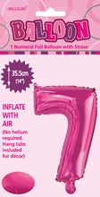 Load image into Gallery viewer, Numeral Foil 14&quot; Package Hot Pink Numbers Balloon
