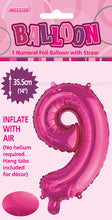 Load image into Gallery viewer, Numeral Foil 14&quot; Package Hot Pink Numbers Balloon
