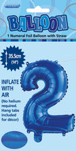 Load image into Gallery viewer, Numeral Foil 14&quot; Package Blue Numbers Balloon
