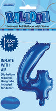 Load image into Gallery viewer, Numeral Foil 14&quot; Package Blue Numbers Balloon
