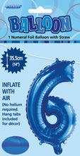 Load image into Gallery viewer, Numeral Foil 14&quot; Package Blue Numbers Balloon
