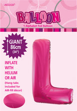 Load image into Gallery viewer, Alphabet Foil (A-Z) 34&quot; inch Package Hot Pink  Letters: A-Z

