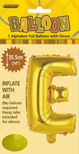 Load image into Gallery viewer, Alphabet Foil (A-Z) 14&quot; inch Package Gold   Letters: A-Z
