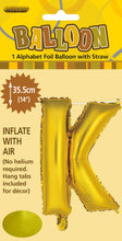 Load image into Gallery viewer, Alphabet Foil (A-Z) 14&quot; inch Package Gold
