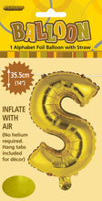 Load image into Gallery viewer, Alphabet Foil (A-Z) 14&quot; inch Package Gold
