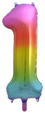Load image into Gallery viewer, Numeral Foil 34&quot; Package RAINBOW Numbers Balloon  Numbers 0-9
