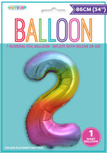 Load image into Gallery viewer, Numeral Foil 34&quot; Package RAINBOW Numbers Balloon  Numbers 0-9
