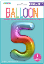 Load image into Gallery viewer, Numeral Foil 34&quot; Package RAINBOW Numbers Balloon  Numbers 0-9
