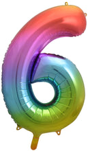 Load image into Gallery viewer, Numeral Foil 34&quot; Package RAINBOW Numbers Balloon  Numbers 0-9
