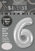 Load image into Gallery viewer, Numeral Foil 34&quot; Package Silver Numbers Balloon  Numbers 0-9
