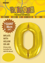 Load image into Gallery viewer, Numeral Foil 34&quot; Package Gold Numbers Balloon  Numbers 0-9
