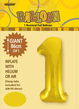 Load image into Gallery viewer, Numeral Foil 34&quot; Package Gold Numbers Balloon  Numbers 0-9
