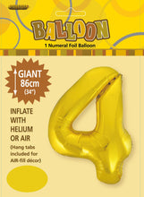 Load image into Gallery viewer, Numeral Foil 34&quot; Package Gold Numbers Balloon  Numbers 0-9
