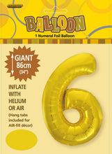 Load image into Gallery viewer, Numeral Foil 34&quot; Package Gold Numbers Balloon  Numbers 0-9
