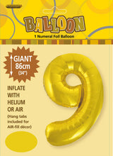 Load image into Gallery viewer, Numeral Foil 34&quot; Package Gold Numbers Balloon
