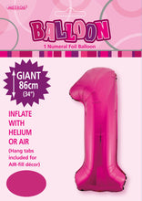 Load image into Gallery viewer, Numeral Foil 34&quot; Package Hot Pink Numbers Balloon  Numbers 0-9
