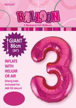 Load image into Gallery viewer, Numeral Foil 34&quot; Package Hot Pink Numbers Balloon  Numbers 0-9
