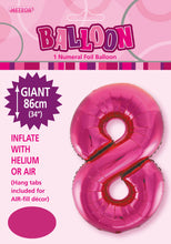 Load image into Gallery viewer, Numeral Foil 34&quot; Package Hot Pink Numbers Balloon
