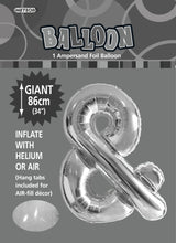Load image into Gallery viewer, Ampersand Ballon - Alphabet Foil 34&quot; inch Package Silver
