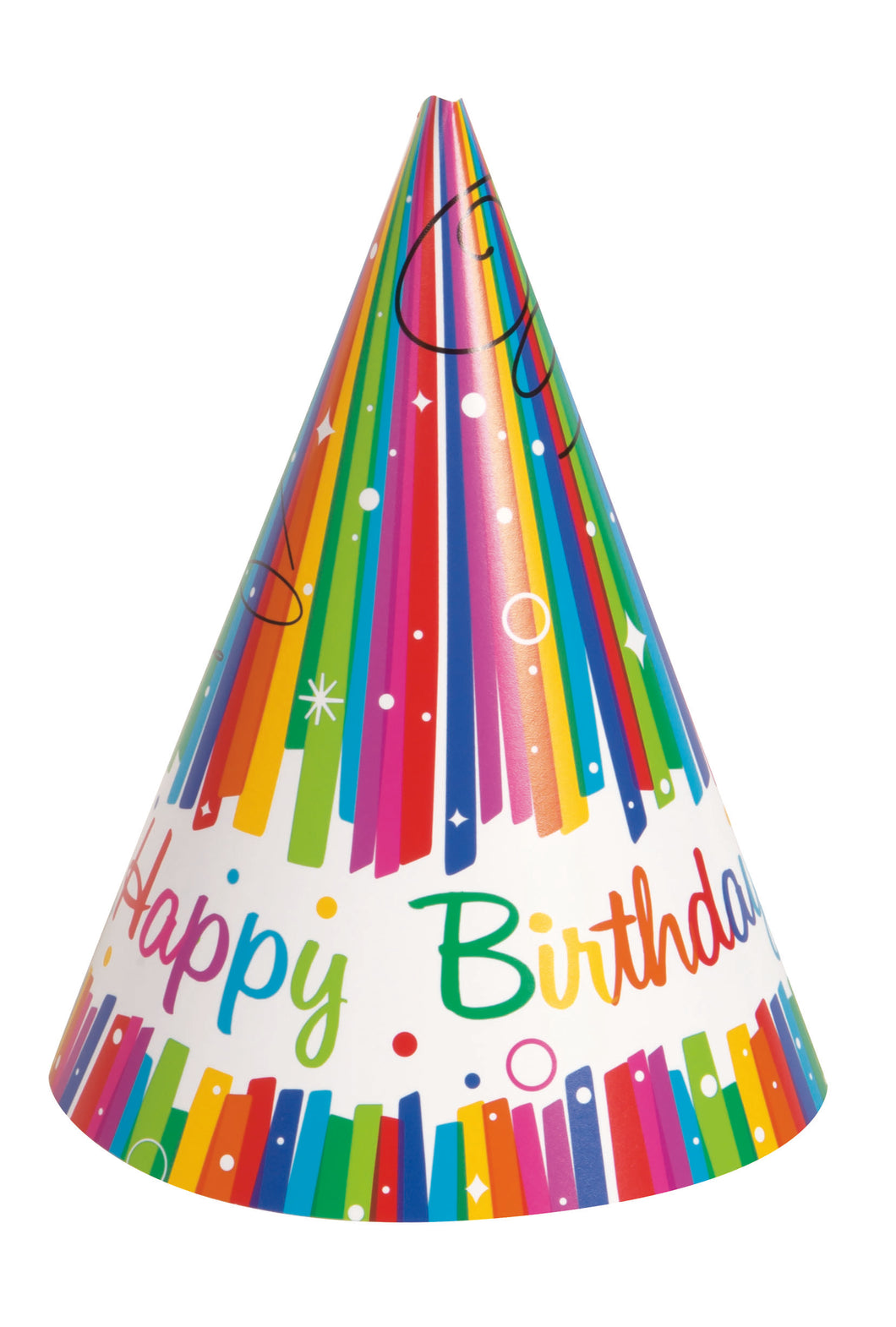 RAINBOW RIBBONS 8 PARTY HATS