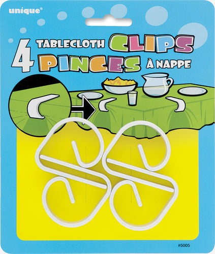 4 WHITE TABLECOVER CLIPS Supplier: Meteor Party