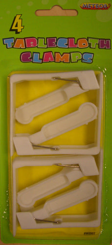 4 WHITE TABLECOVER CLAMPS Supplier: Meteor Party