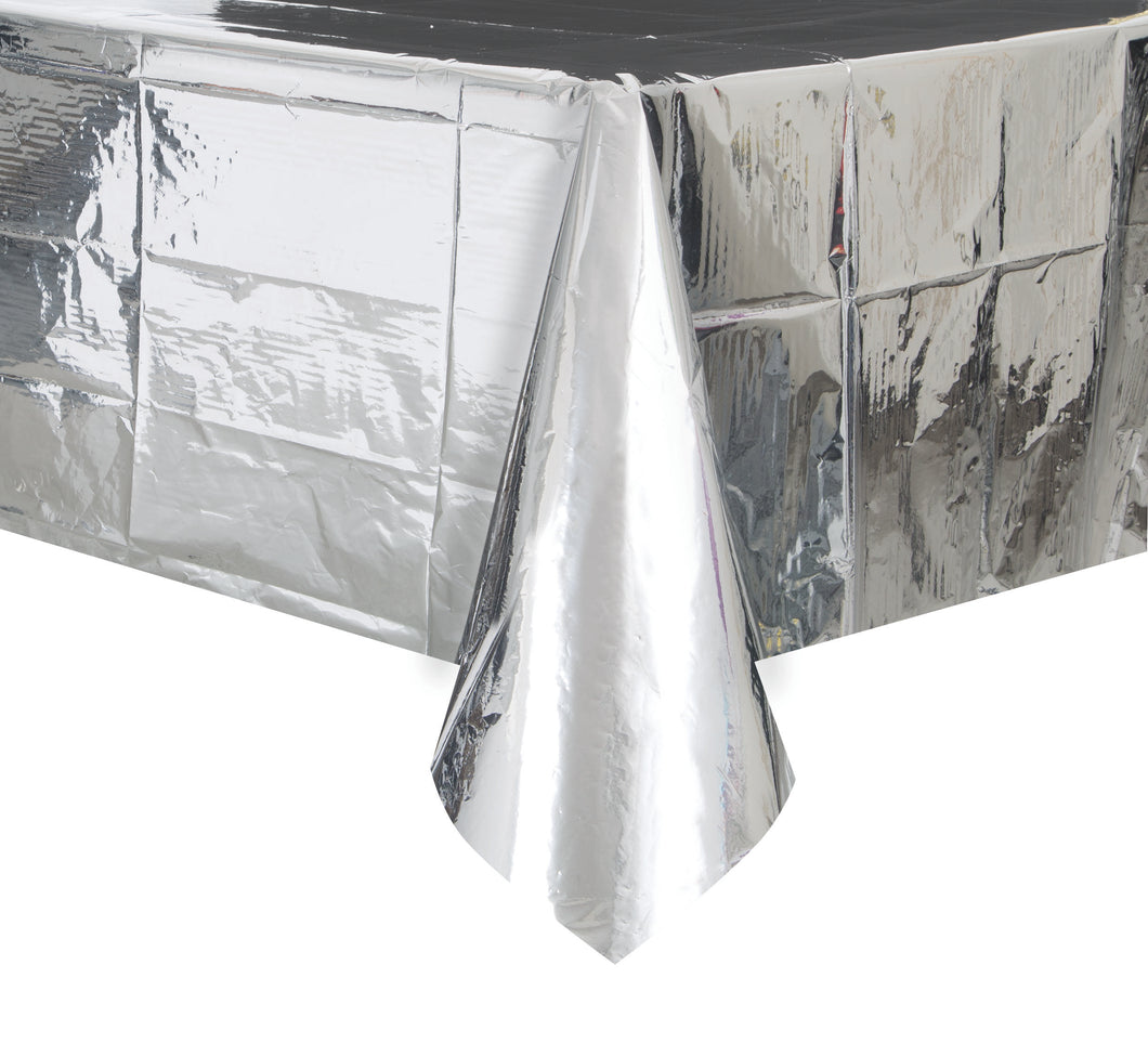 Plastic TableCloth Rectangle - SILVER FOIL