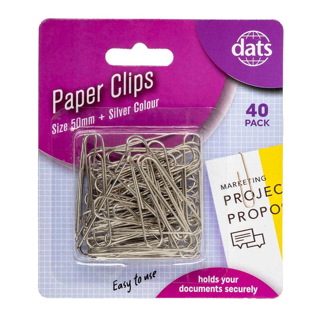 Paper Clips 50mm 40pk Silver