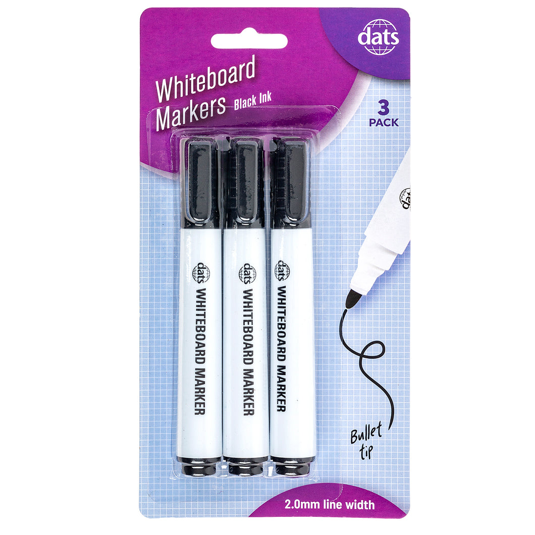 Marker Whiteboard 3pk Black Ink