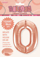Load image into Gallery viewer, Numeral Foil 34&quot; Package Rose Gold Numbers Balloon  Numbers 0-9
