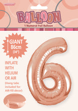 Load image into Gallery viewer, Numeral Foil 34&quot; Package Rose Gold Numbers Balloon  Numbers 0-9
