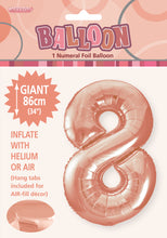 Load image into Gallery viewer, Numeral Foil 34&quot; Package Rose Gold Numbers Balloon
