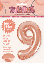 Load image into Gallery viewer, Numeral Foil 34&quot; Package Rose Gold Numbers Balloon
