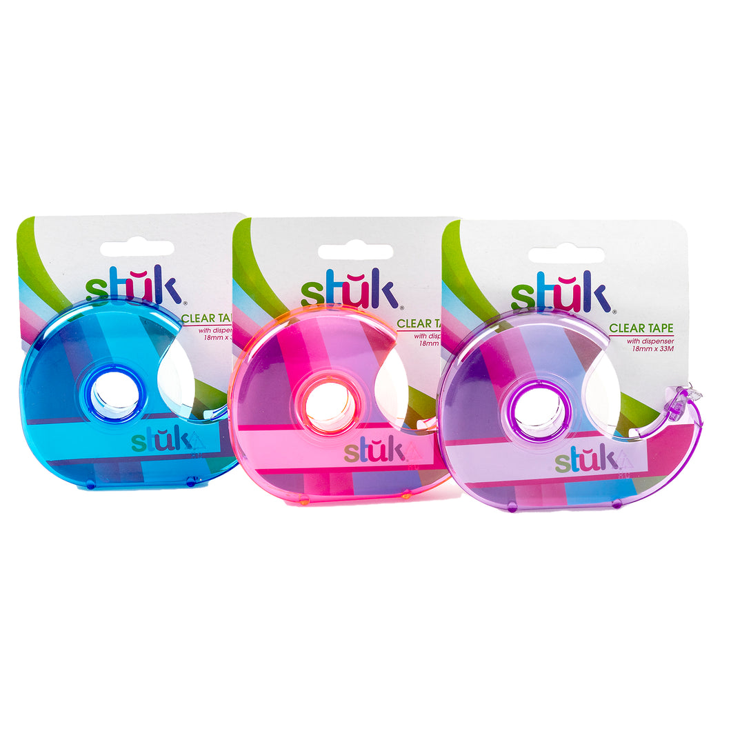 Tape Clear w Clear Dispenser 18mm x 33M