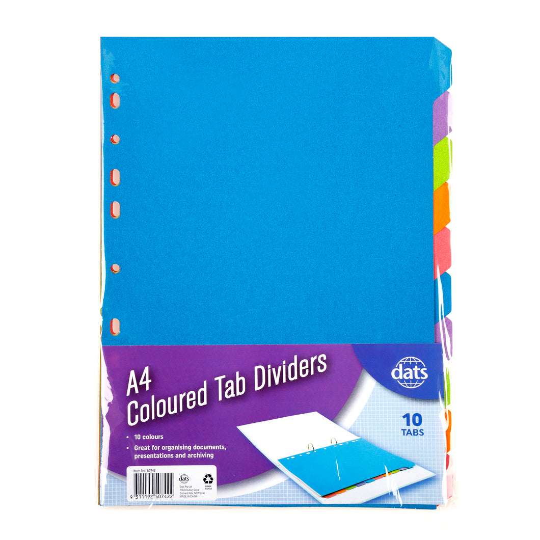 Tab Dividers Paperboard A4 10 Tabs 160gsm