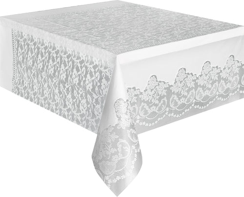 Plastic Tablecloth White Lace