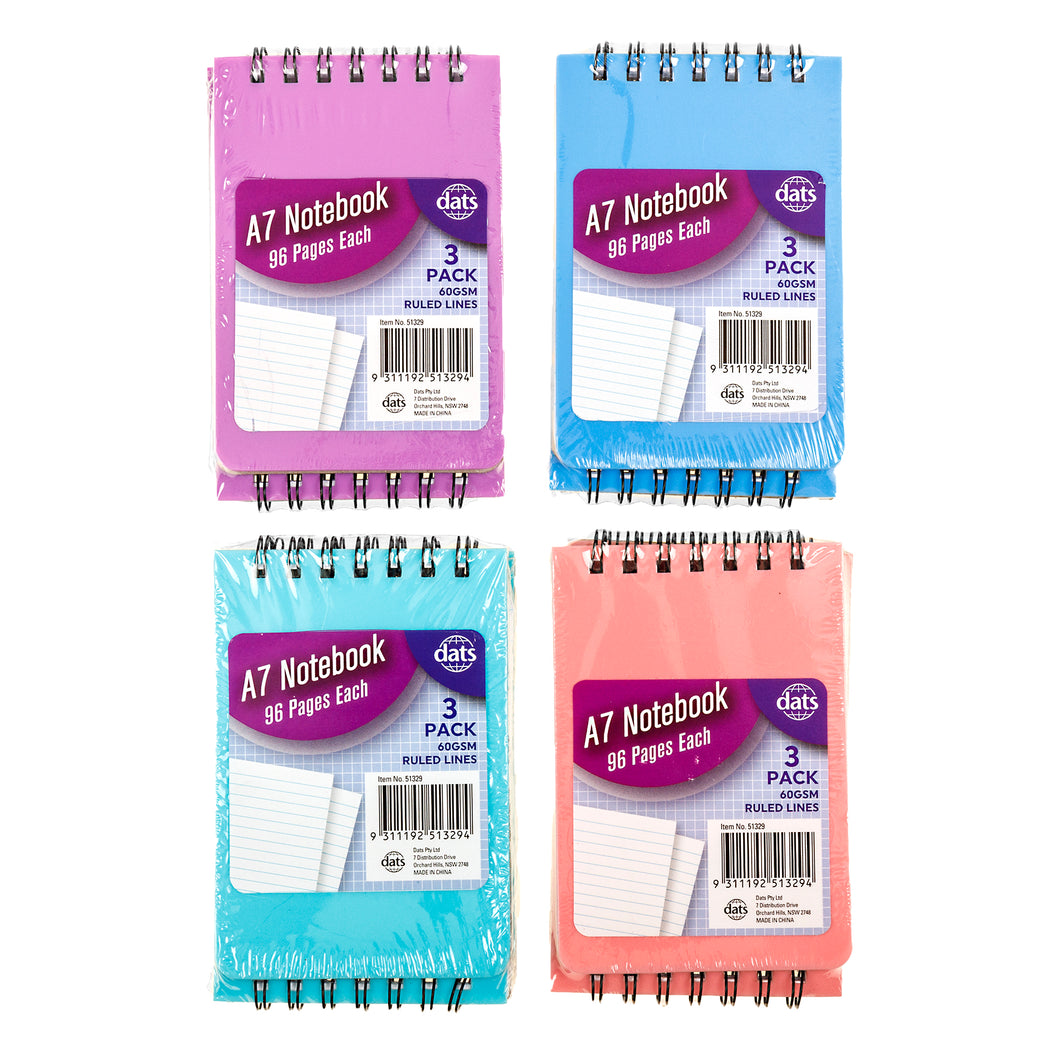 Notebook Basic PP Col A7 Pocket 96pg Pk3