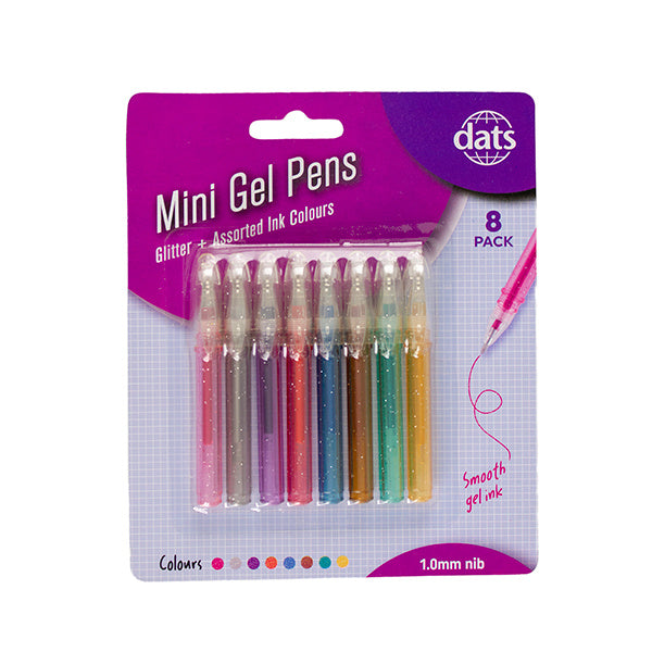 Pen Gel Mini 8pk Mixed Colours