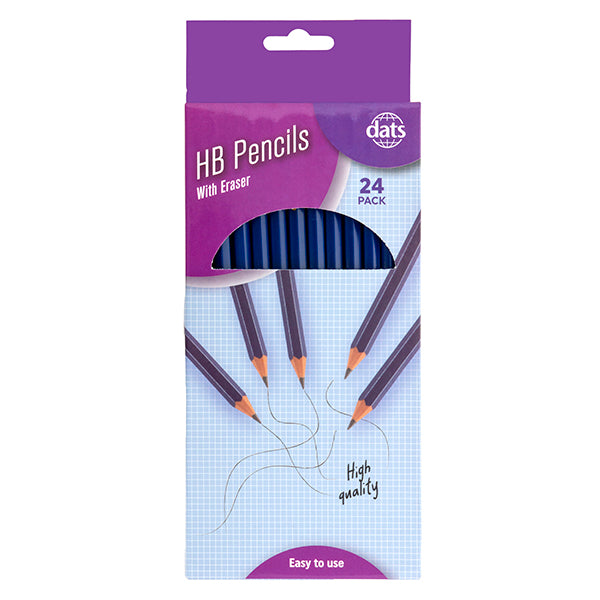 Pencil Blue Barrel HB 24pk w Eraser in Col Box
