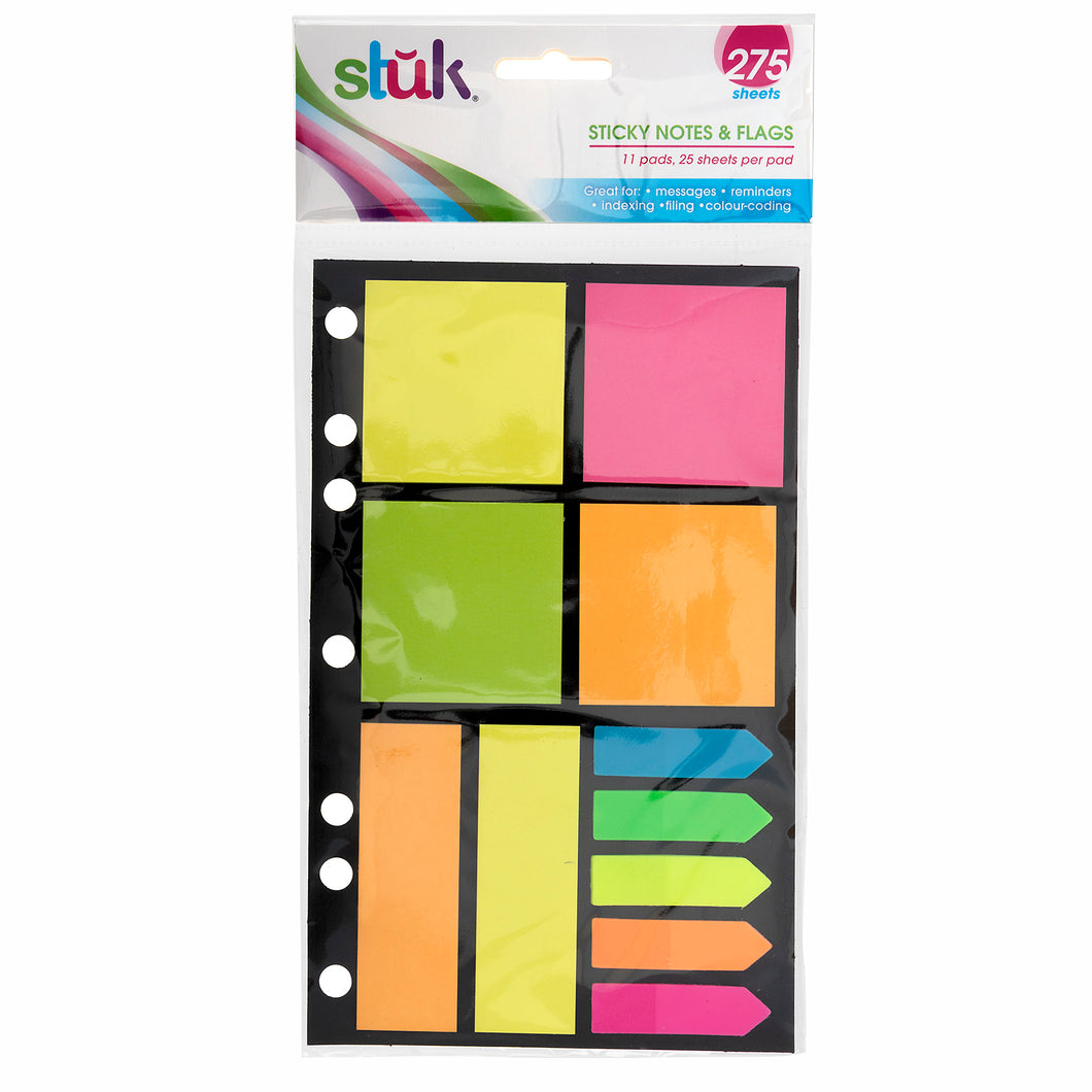 Note Sticky Mixed Shapes Sizes 25 Sheets x 11pads Total 275sh