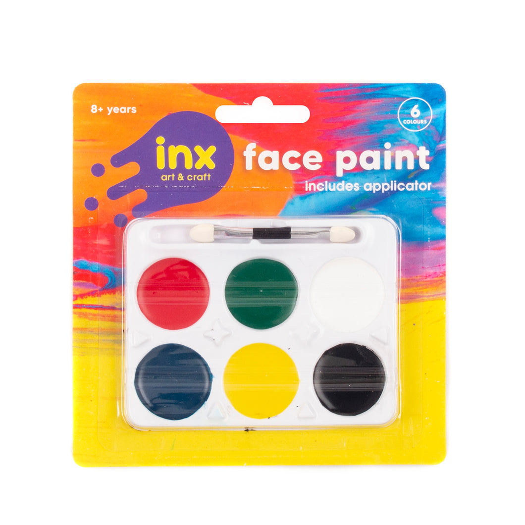 Paint Face Set w 6 Cols and Foam Brush
