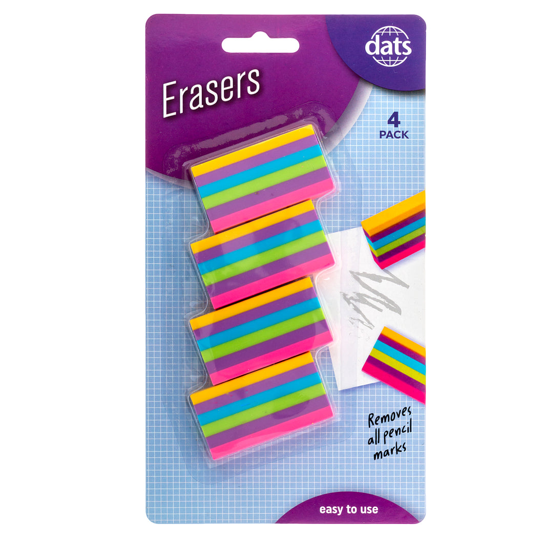 Eraser Rainbow Design 4pk 50x22x10mm